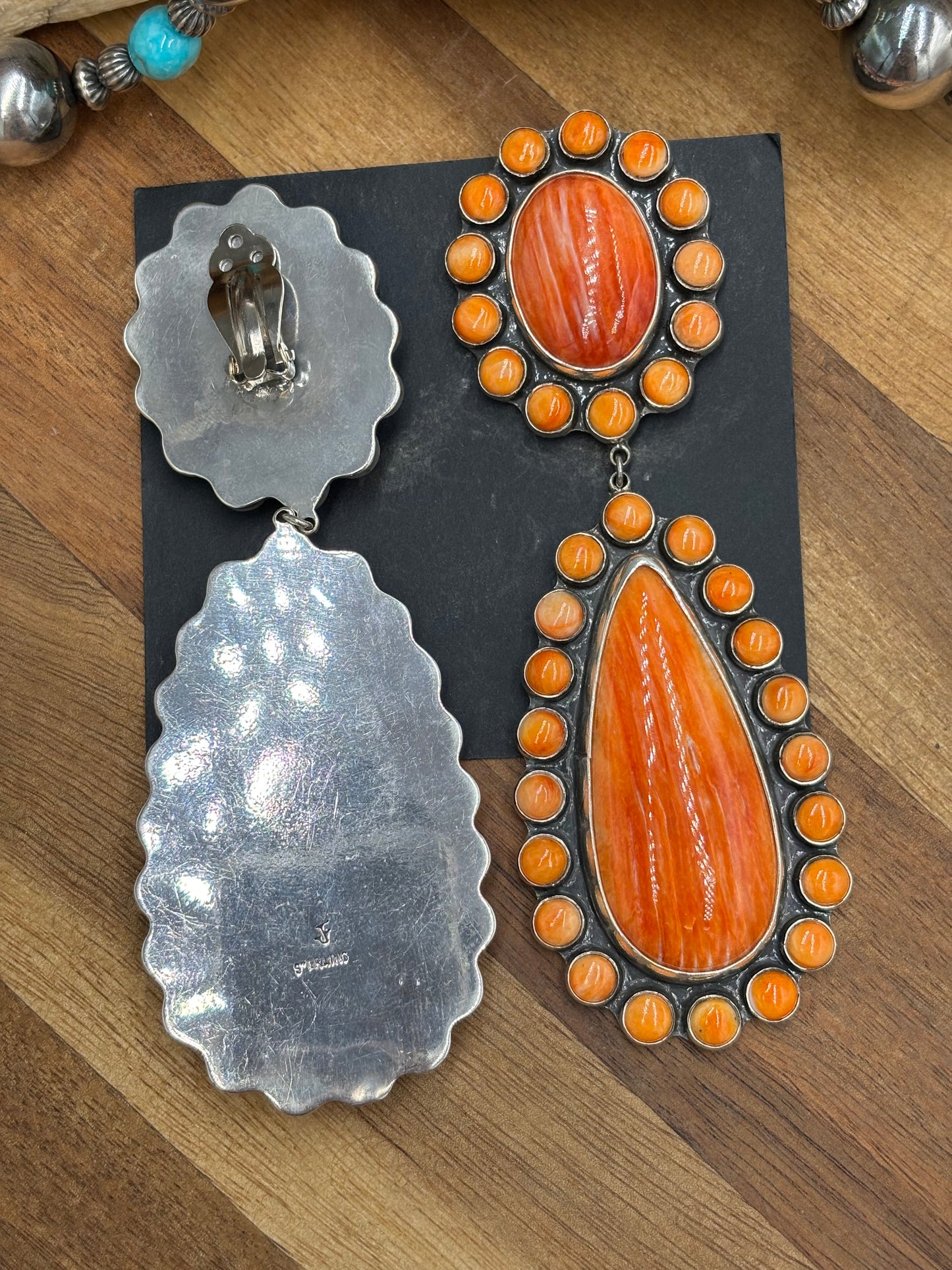 Orange Spiny CLIP Earrings #6002 by Federico Jimenez
