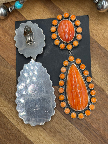 Orange Spiny CLIP Earrings #6002 by Federico Jimenez