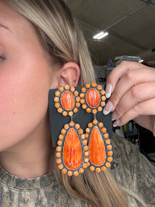 Orange Spiny CLIP Earrings #6002 by Federico Jimenez