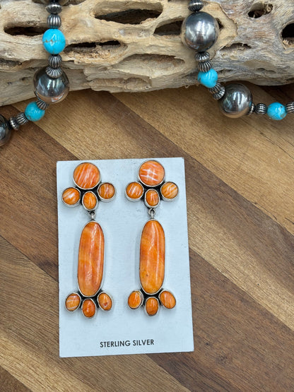 Orange Spiny Earrings #A3 by Federico Jimenez