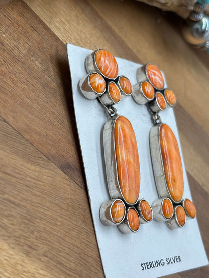 Orange Spiny Earrings #A3 by Federico Jimenez