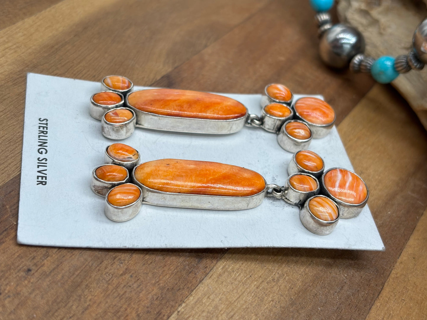 Orange Spiny Earrings #A3 by Federico Jimenez