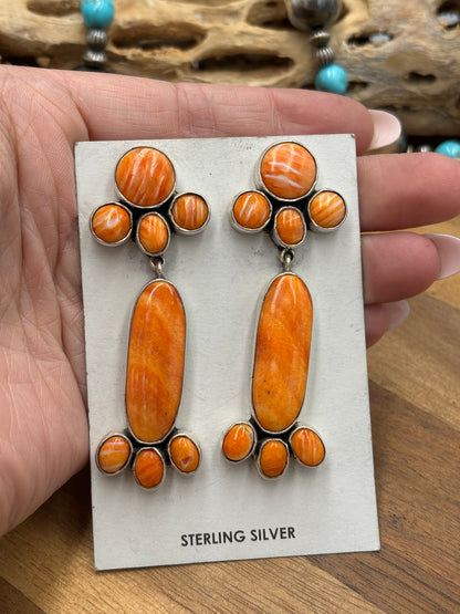 Orange Spiny Earrings #A3 by Federico Jimenez