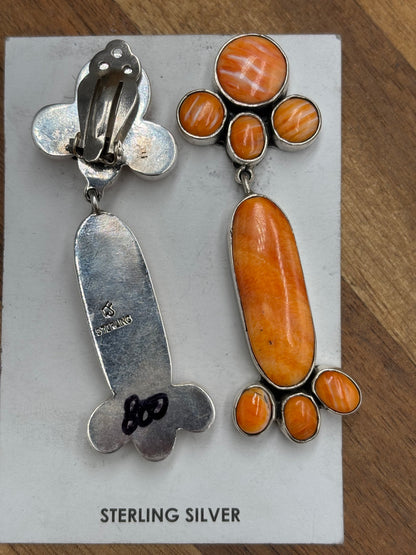 Orange Spiny Earrings #A3 by Federico Jimenez
