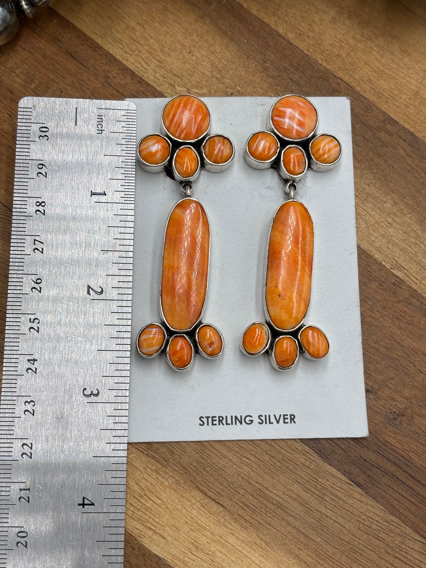Orange Spiny Earrings #A3 by Federico Jimenez