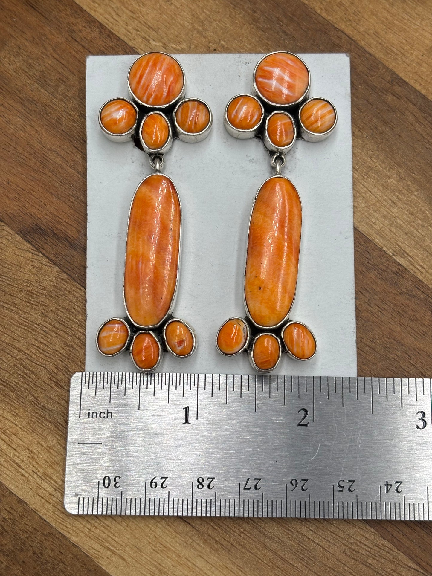 Orange Spiny Earrings #A3 by Federico Jimenez
