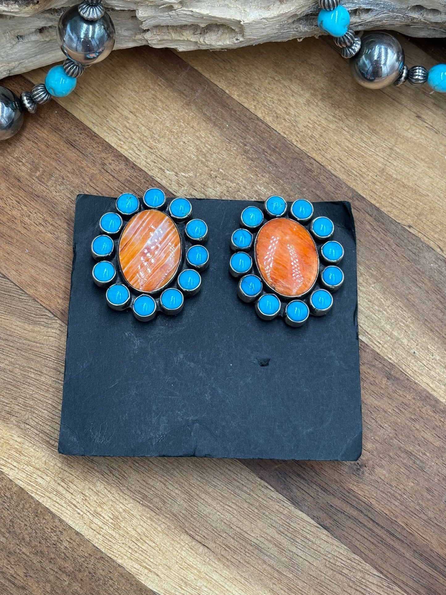 Orange Spiny CLIP Earrings #B by Federico Jimenez