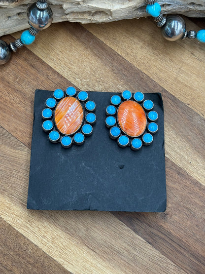 Orange Spiny CLIP Earrings #B by Federico Jimenez