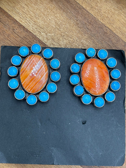 Orange Spiny CLIP Earrings #B by Federico Jimenez