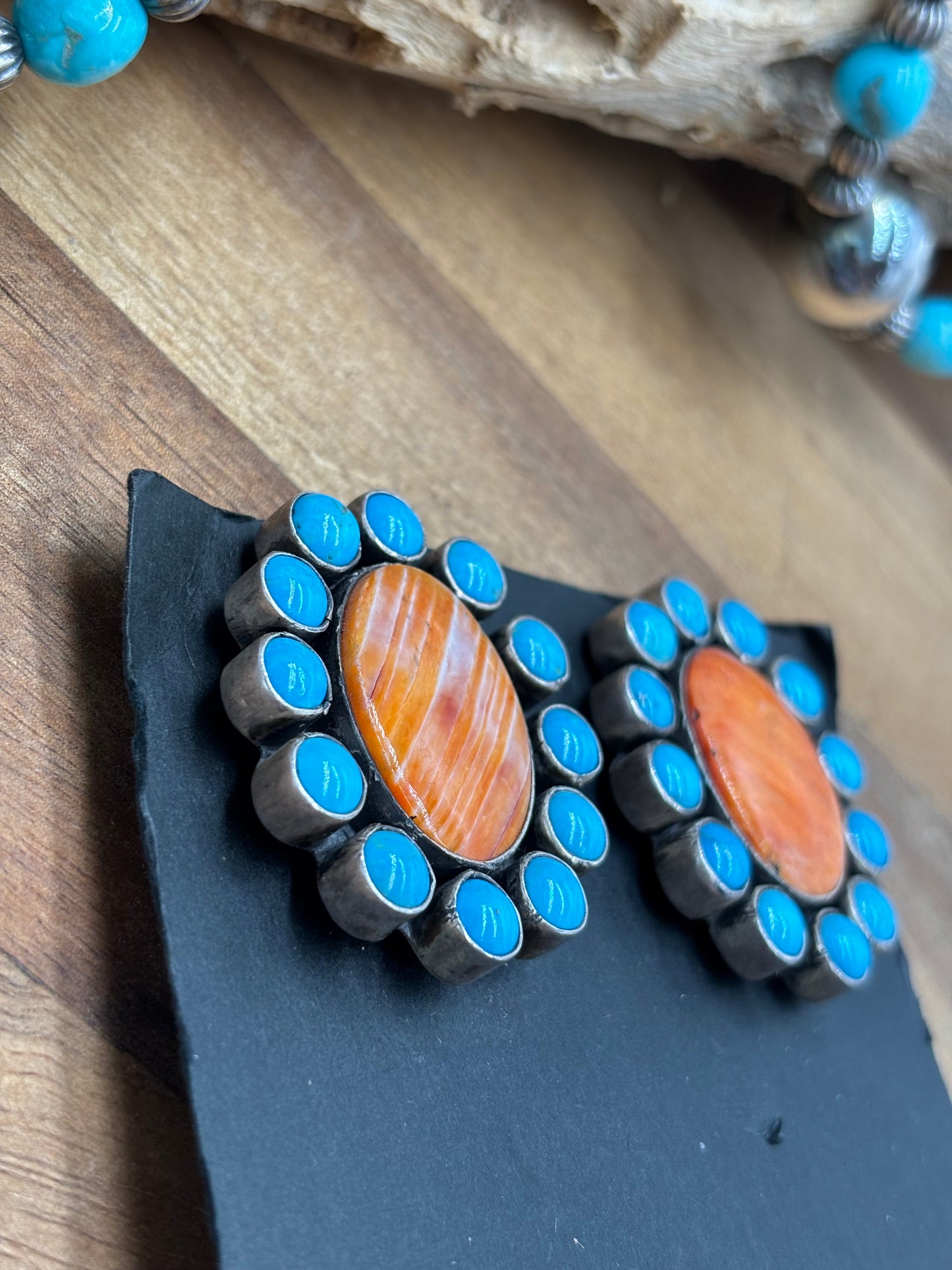 Orange Spiny CLIP Earrings #B by Federico Jimenez