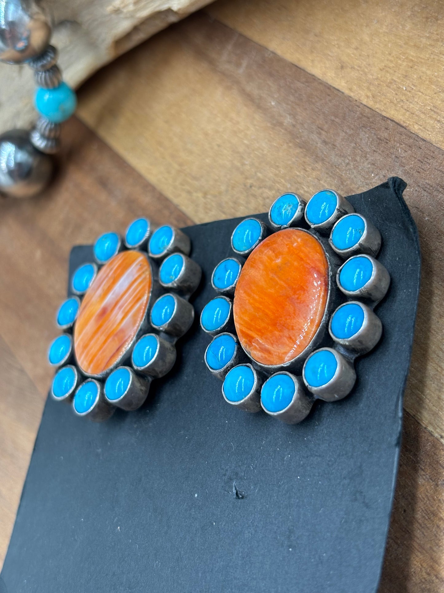 Orange Spiny CLIP Earrings #B by Federico Jimenez