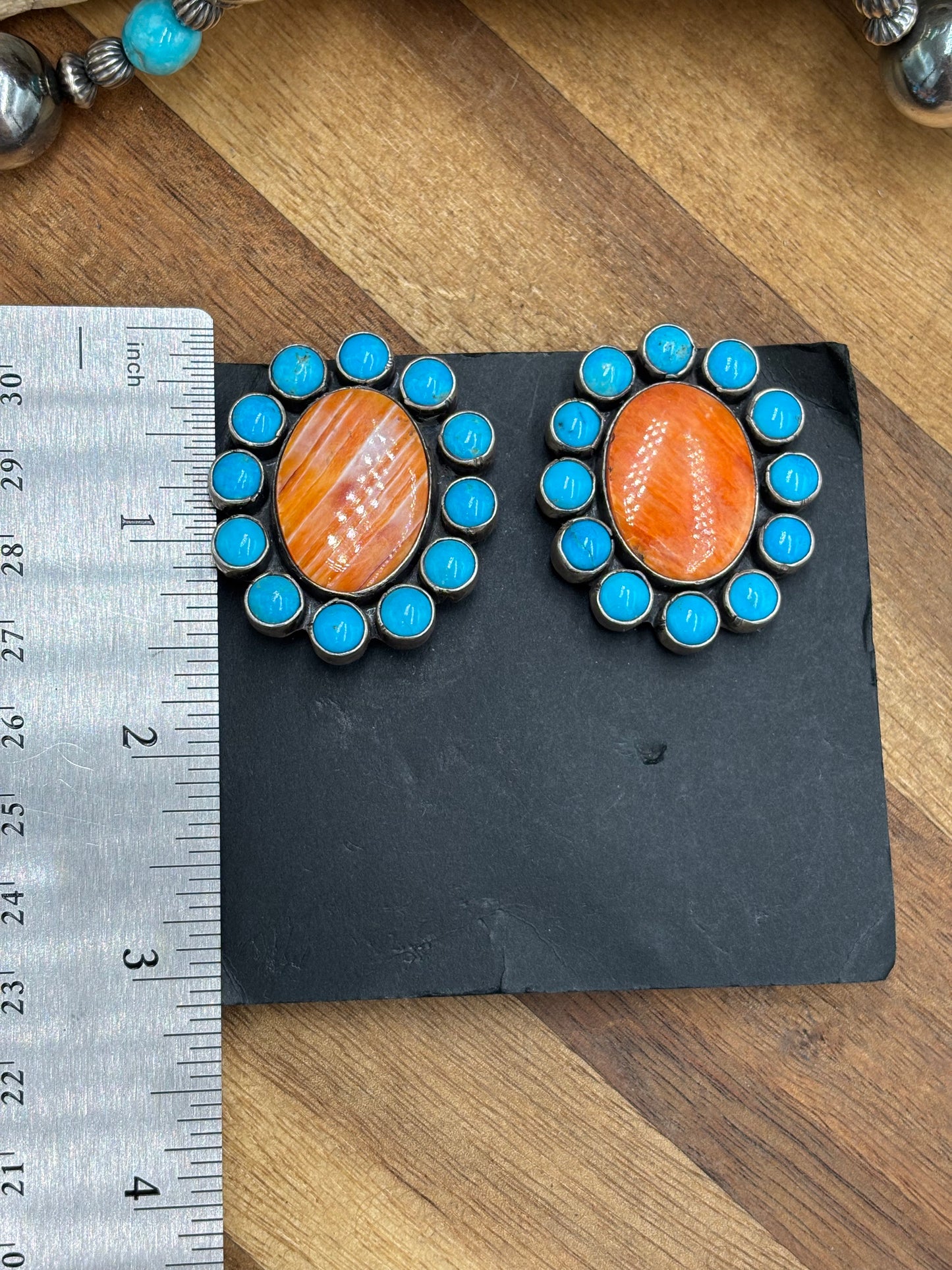 Orange Spiny CLIP Earrings #B by Federico Jimenez