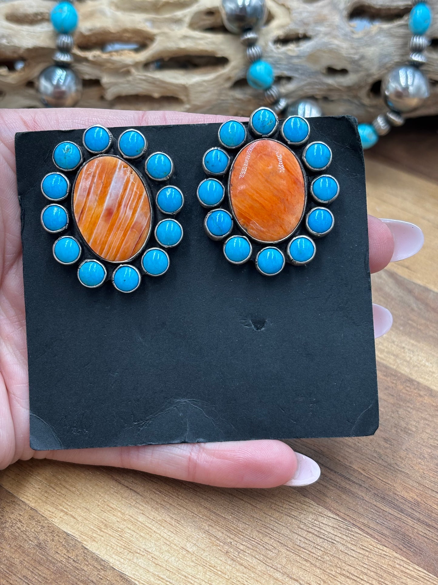 Orange Spiny CLIP Earrings #B by Federico Jimenez