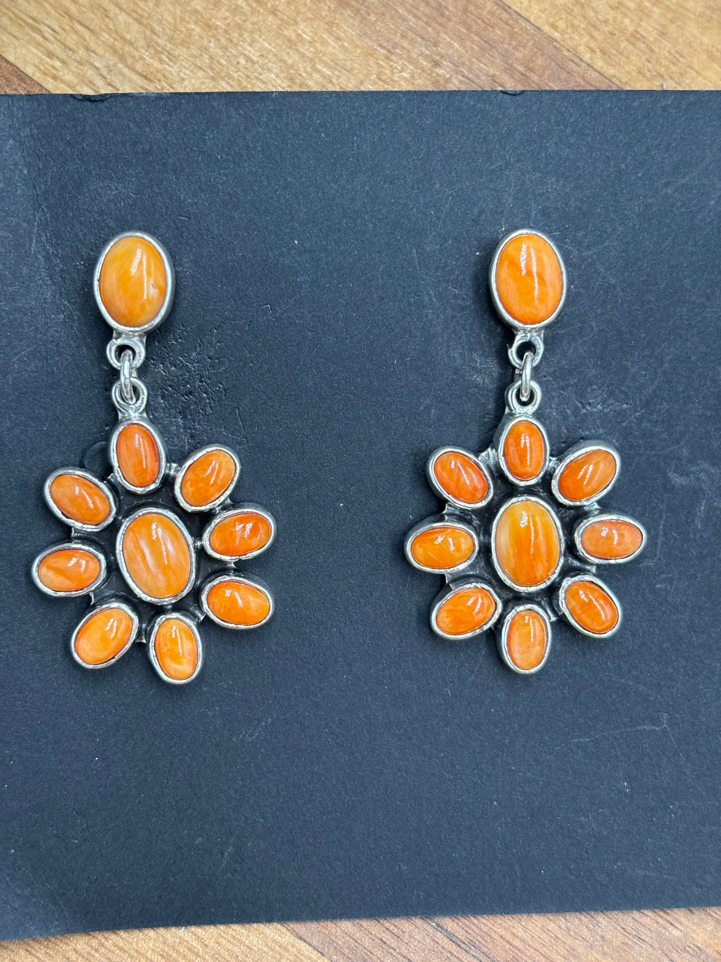 Orange Spiny Earrings #A2 by Federico Jimenez