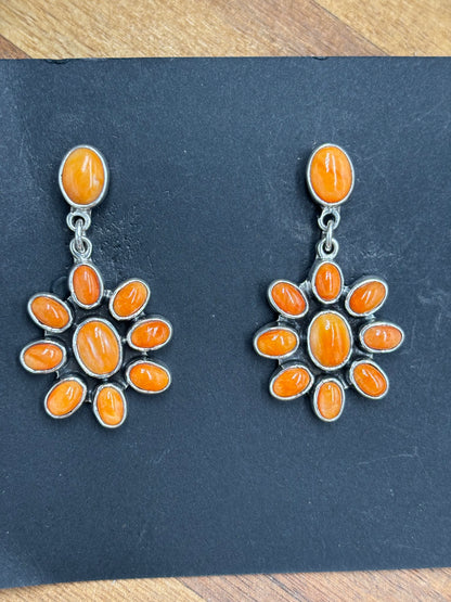 Orange Spiny Earrings #A2 by Federico Jimenez
