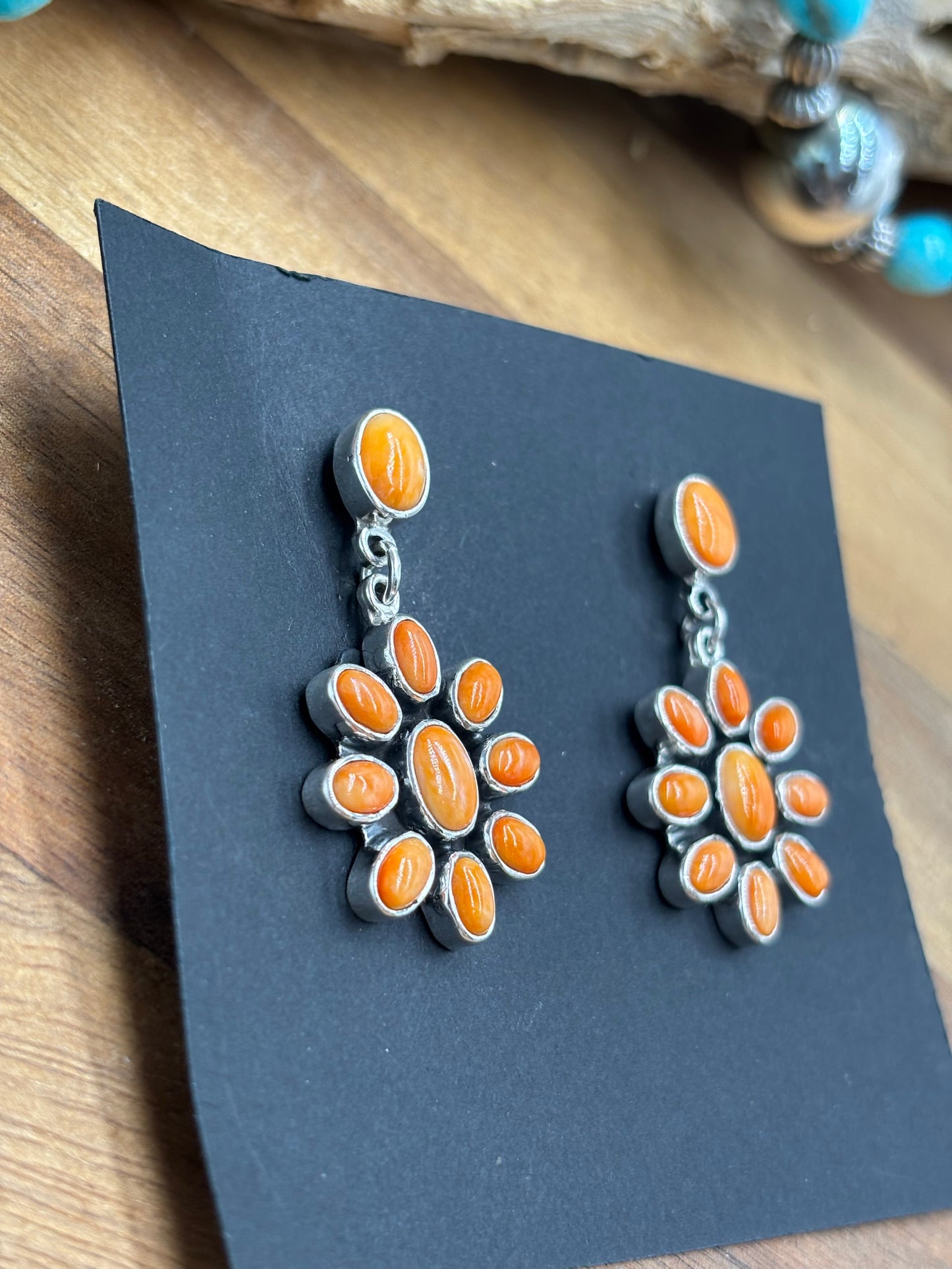 Orange Spiny Earrings #A2 by Federico Jimenez