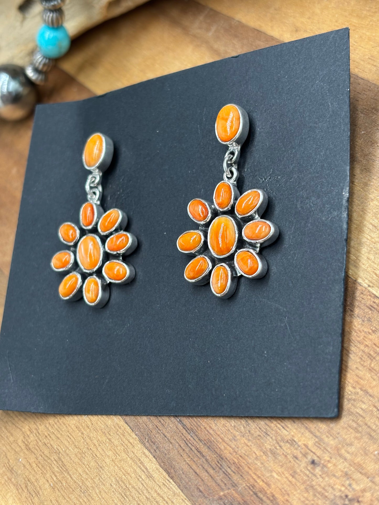 Orange Spiny Earrings #A2 by Federico Jimenez