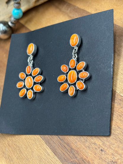 Orange Spiny Earrings #A2 by Federico Jimenez