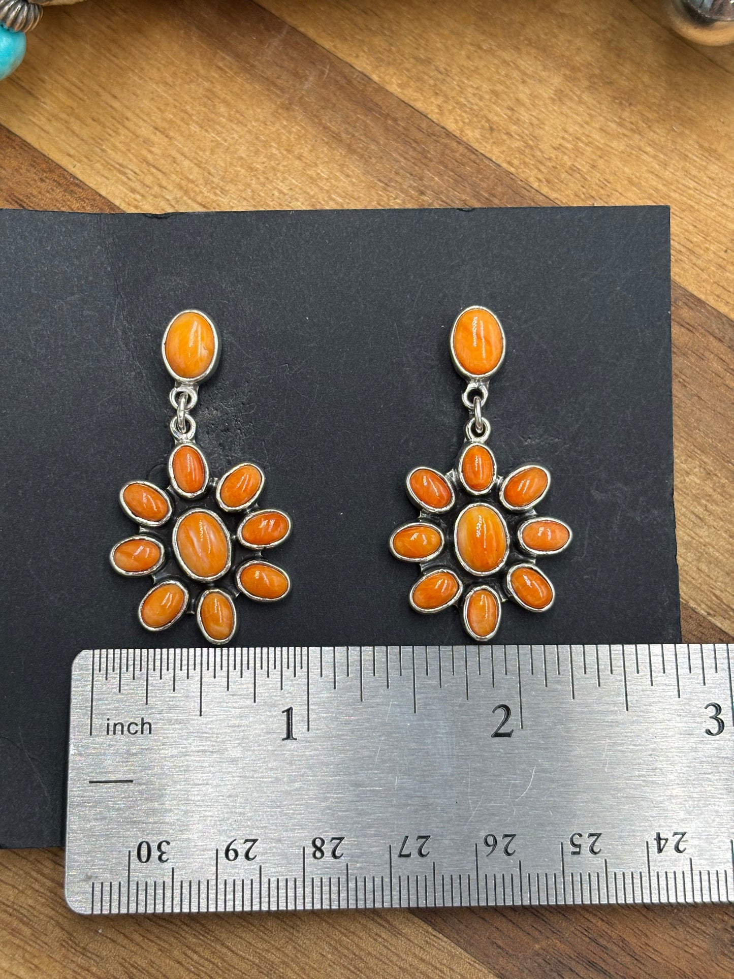 Orange Spiny Earrings #A2 by Federico Jimenez