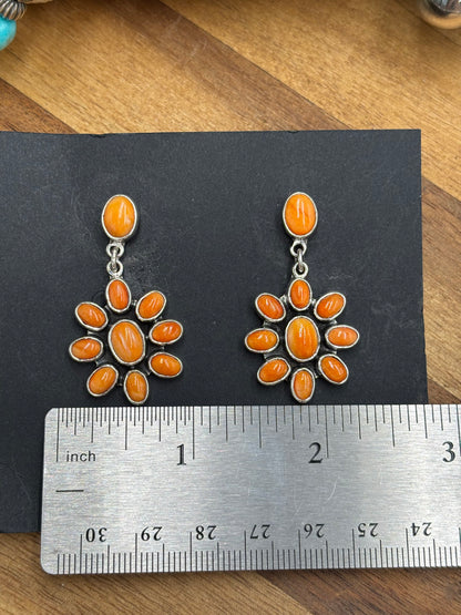 Orange Spiny Earrings #A2 by Federico Jimenez