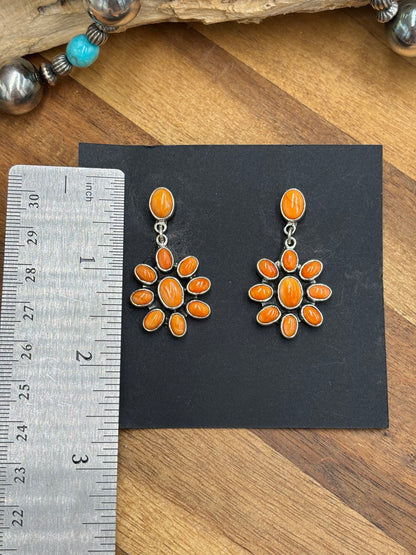 Orange Spiny Earrings #A2 by Federico Jimenez