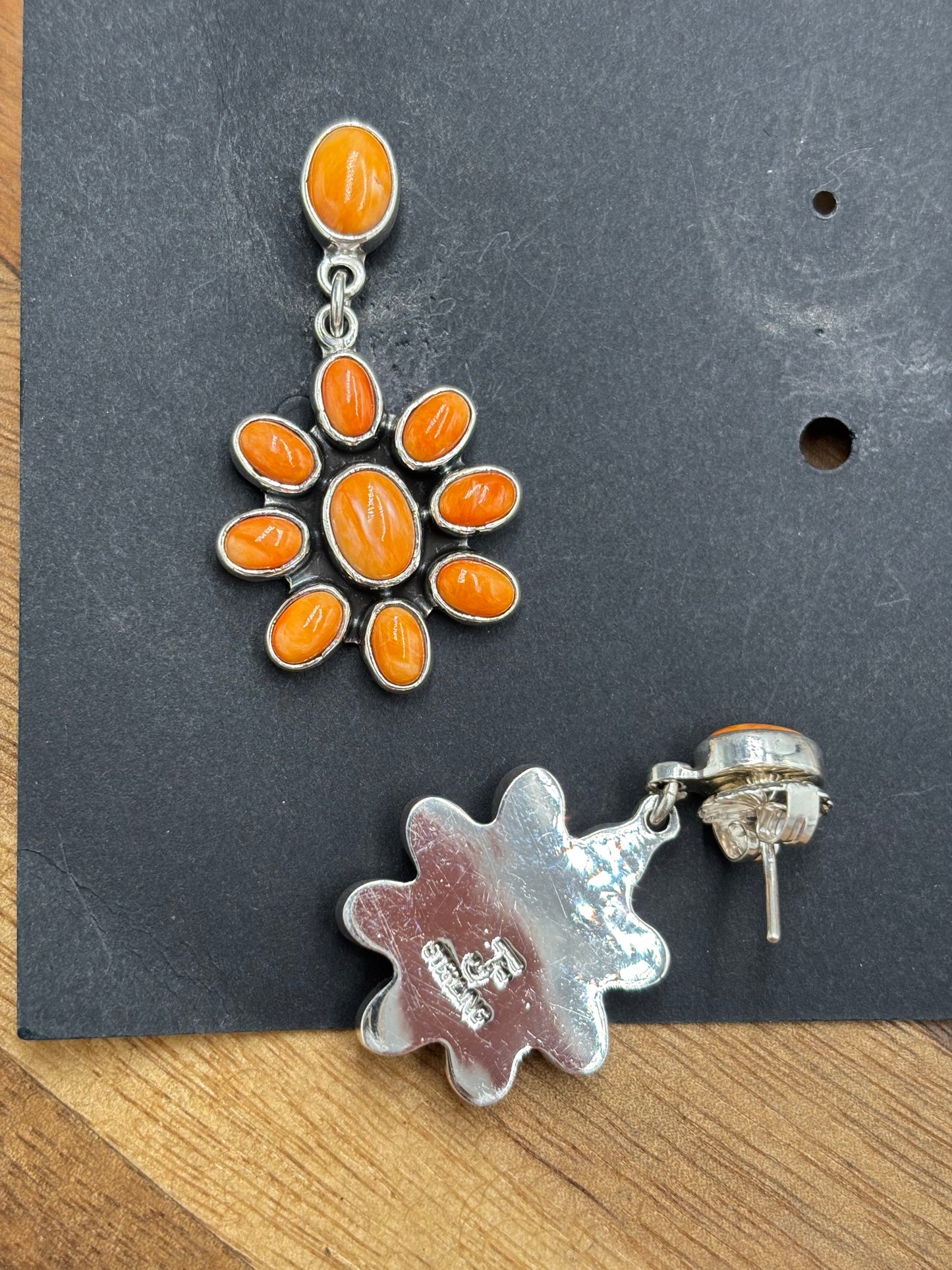 Orange Spiny Earrings #A2 by Federico Jimenez