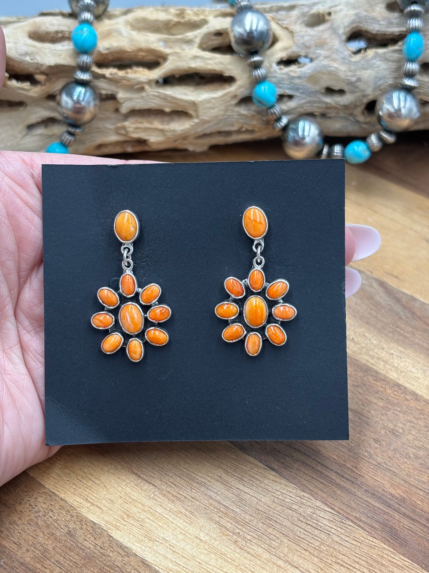 Orange Spiny Earrings #A2 by Federico Jimenez