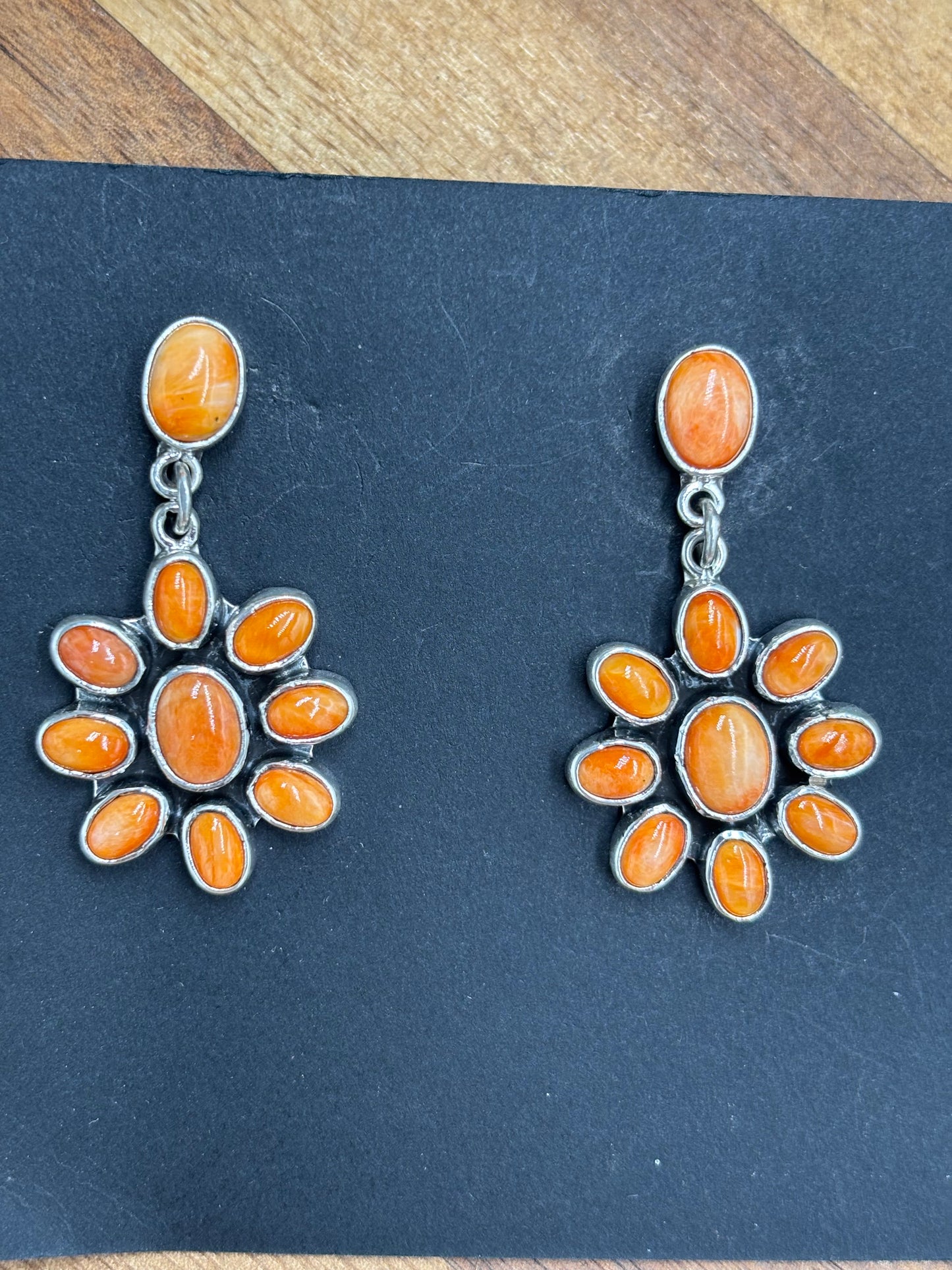 Orange Spiny Earrings #A1 by Federico Jimenez