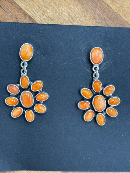 Orange Spiny Earrings #A1 by Federico Jimenez