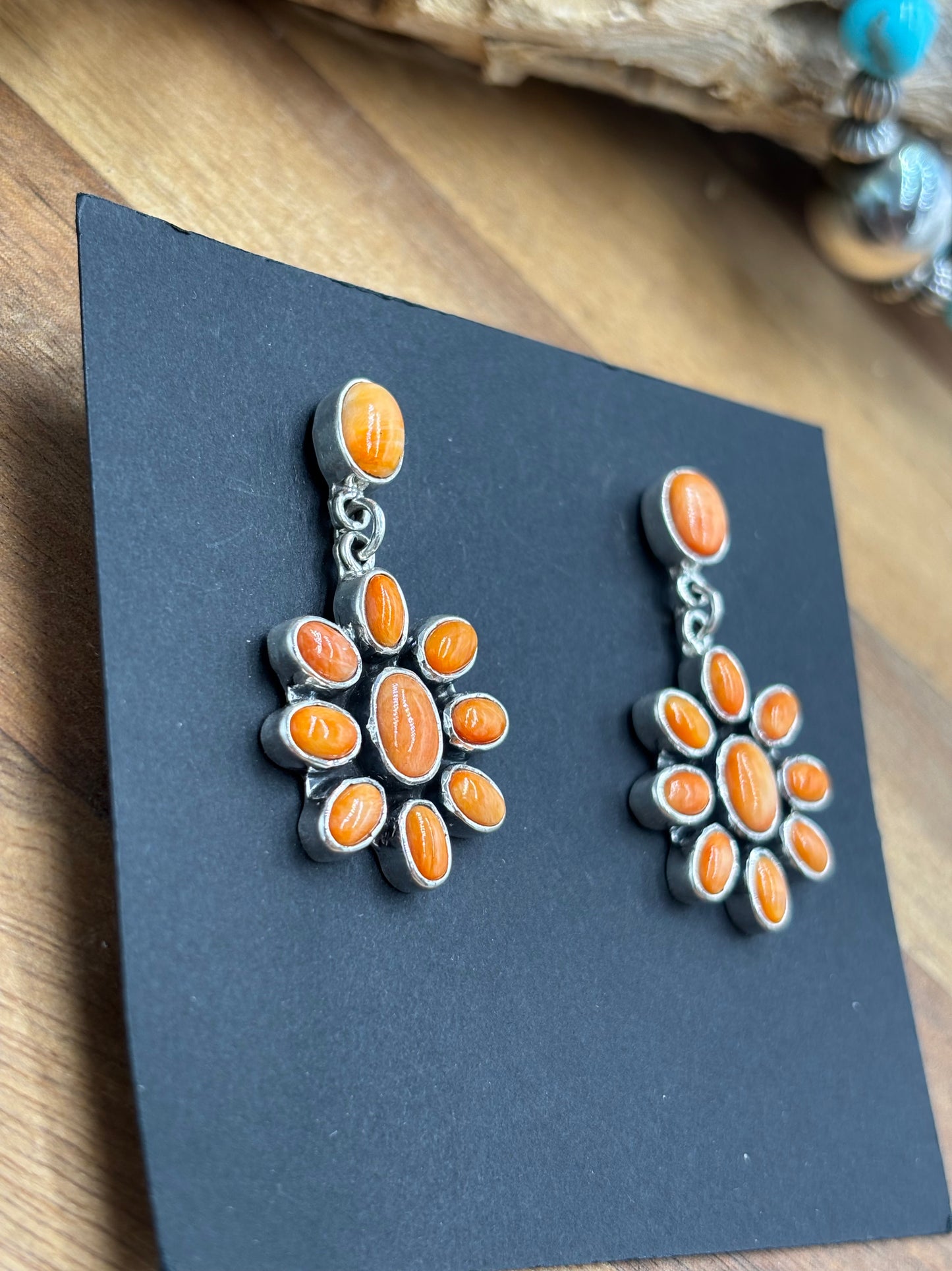 Orange Spiny Earrings #A1 by Federico Jimenez