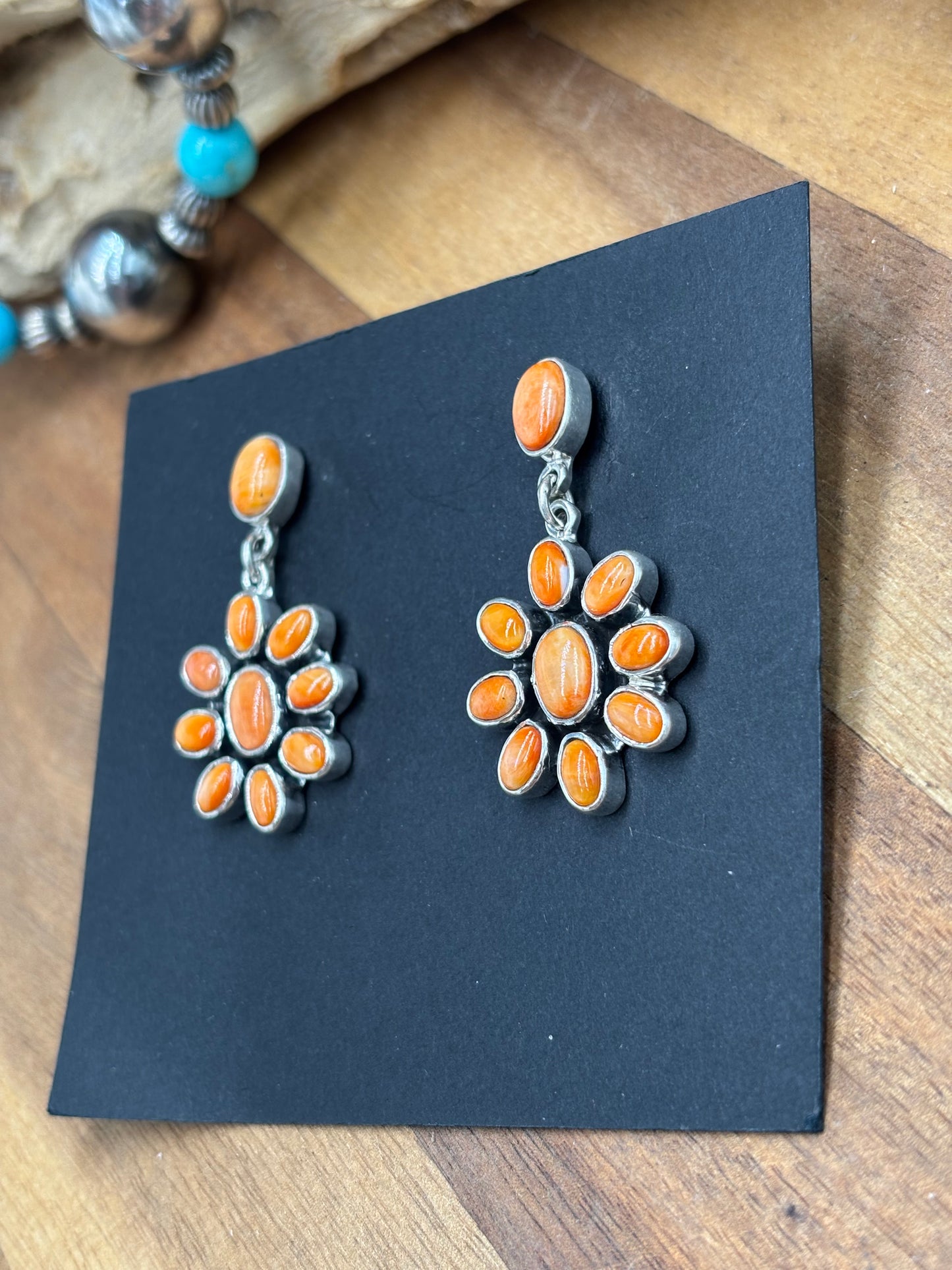 Orange Spiny Earrings #A1 by Federico Jimenez