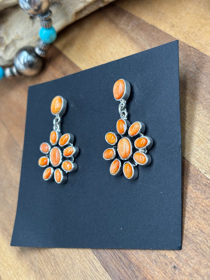Orange Spiny Earrings #A1 by Federico Jimenez