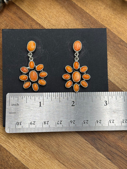 Orange Spiny Earrings #A1 by Federico Jimenez