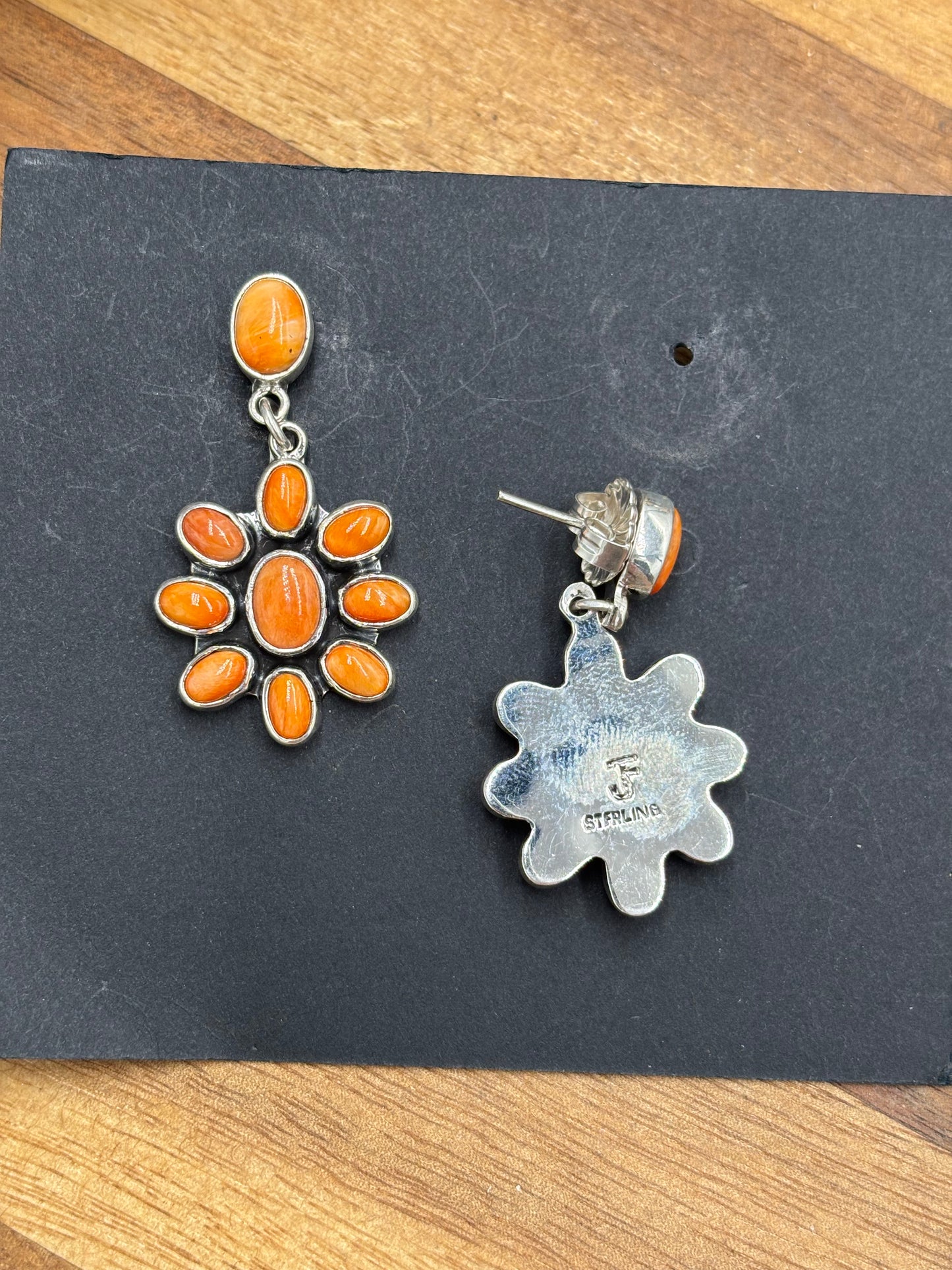 Orange Spiny Earrings #A1 by Federico Jimenez