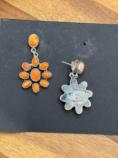 Orange Spiny Earrings #A1 by Federico Jimenez