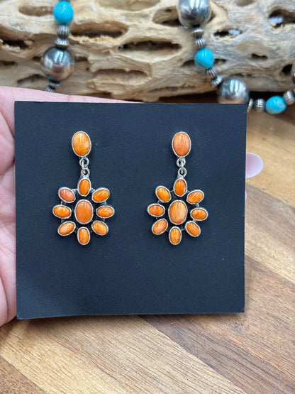 Orange Spiny Earrings #A1 by Federico Jimenez