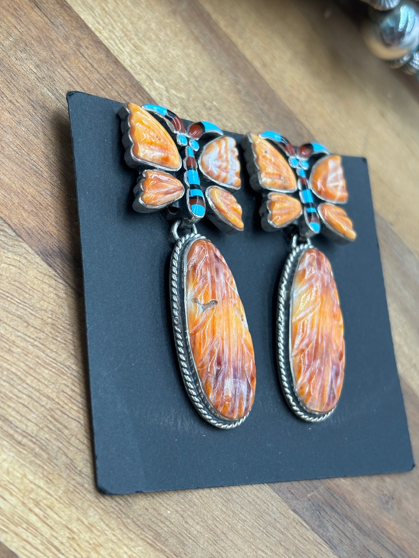 Orange Spiny Butterfly CLIP Earrings #6014 by Federico Jimenez