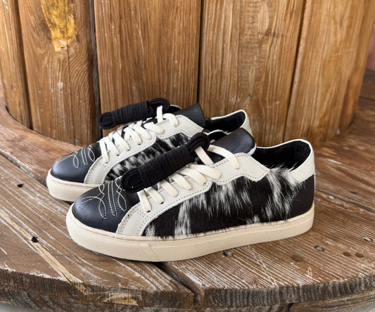 Signature Turquoise Reata Sneaker– Stevie  Black & White Hair on hide