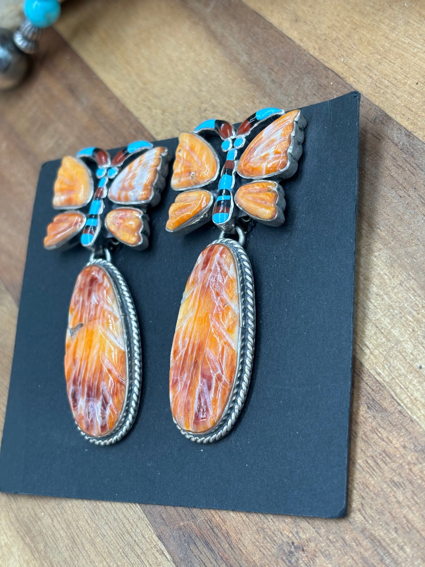 Orange Spiny Butterfly CLIP Earrings #6014 by Federico Jimenez