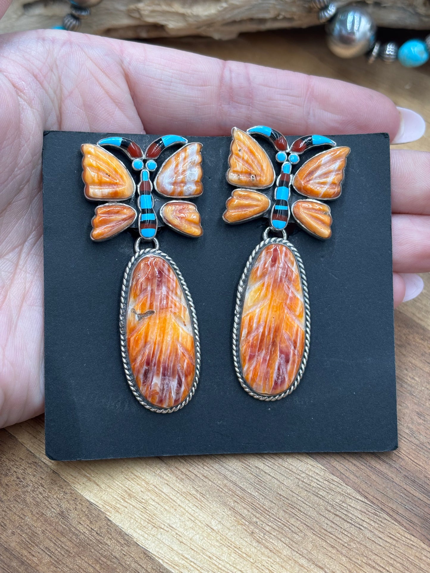 Orange Spiny Butterfly CLIP Earrings #6014 by Federico Jimenez