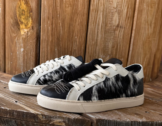 Signature Turquoise Reata Sneaker– Stevie  Black & White Hair on hide