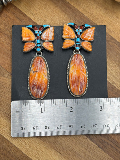 Orange Spiny Butterfly CLIP Earrings #6014 by Federico Jimenez