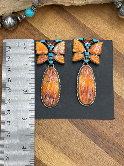 Orange Spiny Butterfly CLIP Earrings #6014 by Federico Jimenez