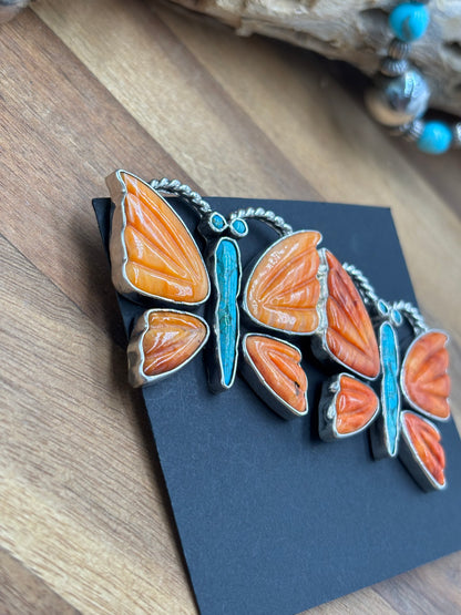 Orange Spiny Butterfly Earrings #6658 by Federico Jimenez