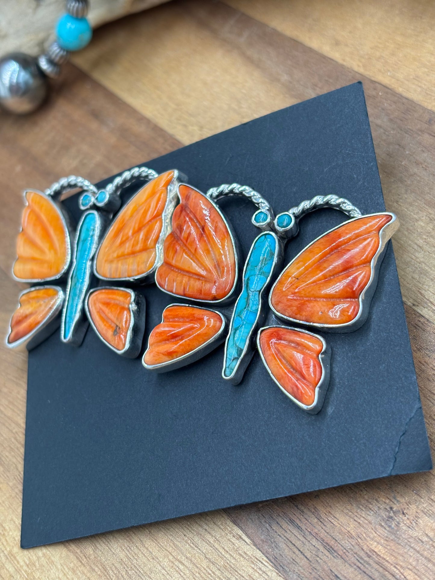 Orange Spiny Butterfly Earrings #6658 by Federico Jimenez