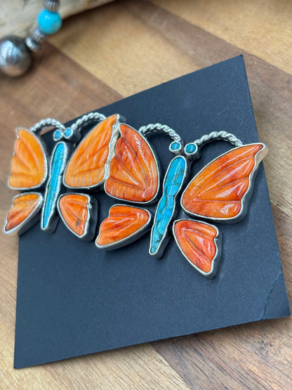 Orange Spiny Butterfly Earrings #6658 by Federico Jimenez
