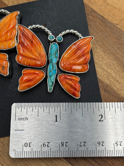 Orange Spiny Butterfly Earrings #6658 by Federico Jimenez