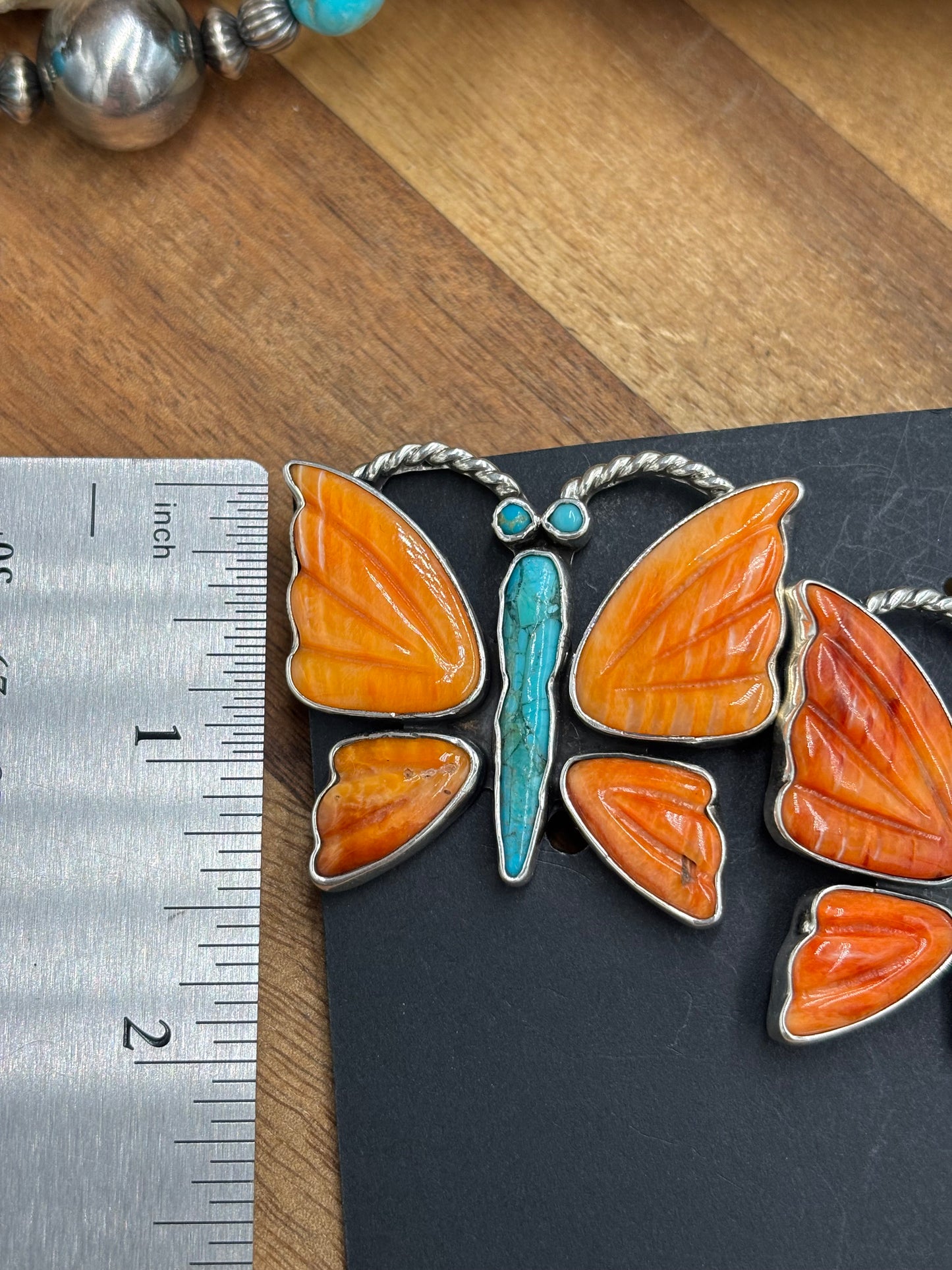 Orange Spiny Butterfly Earrings #6658 by Federico Jimenez