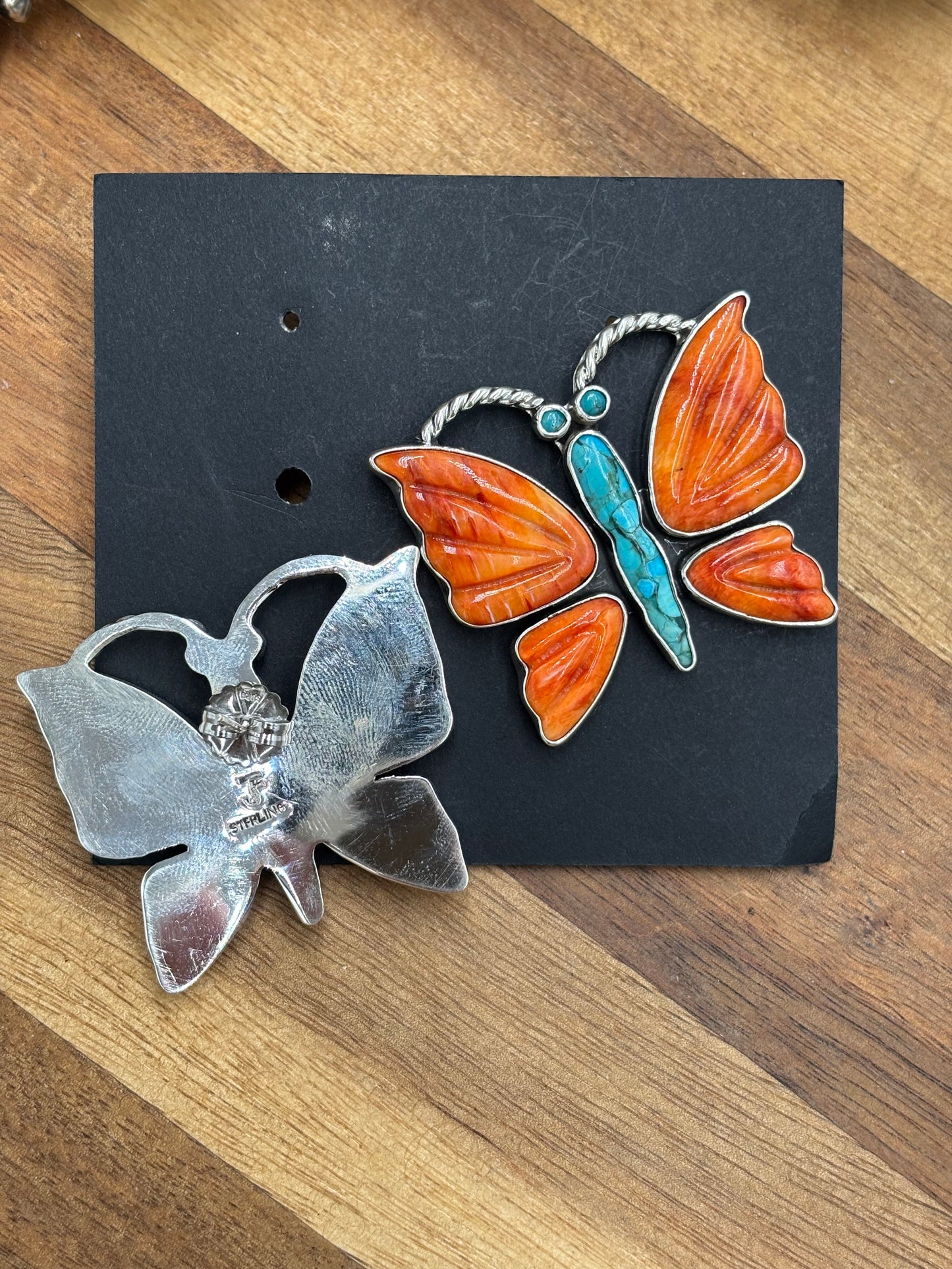 Orange Spiny Butterfly Earrings #6658 by Federico Jimenez