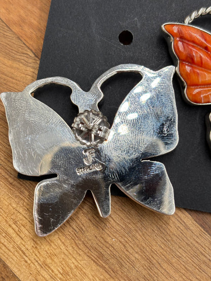 Orange Spiny Butterfly Earrings #6658 by Federico Jimenez